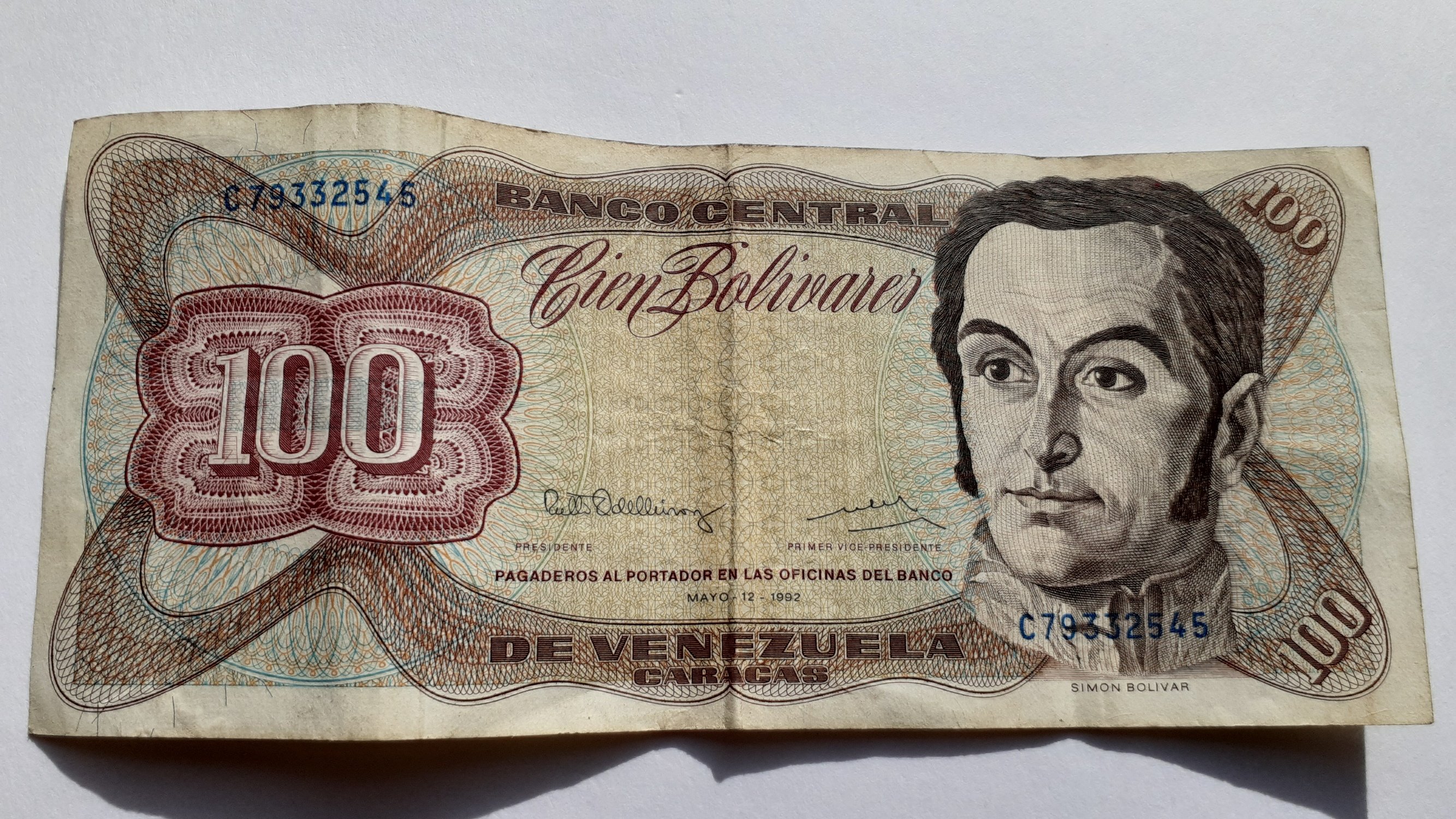 VENEZUELA BILLETE 100 Bs. AÑO 1992 (MBC)