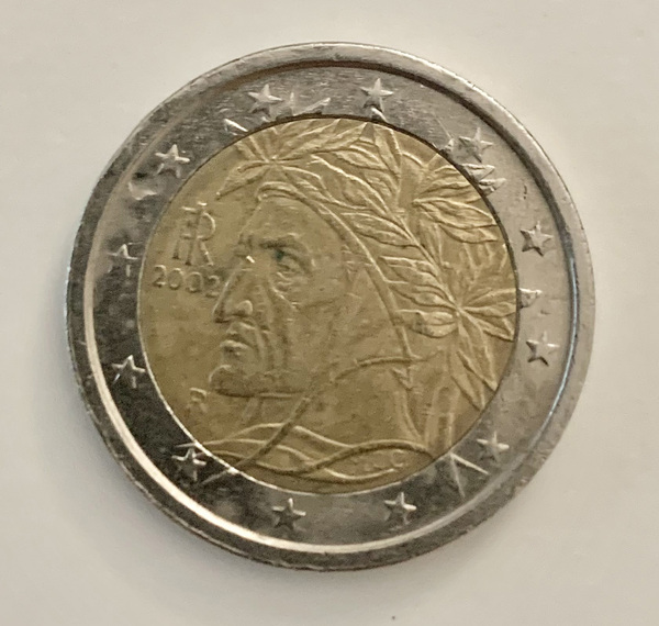 Moneda dos euros (2€) Dante Alighieri 2002 Italia