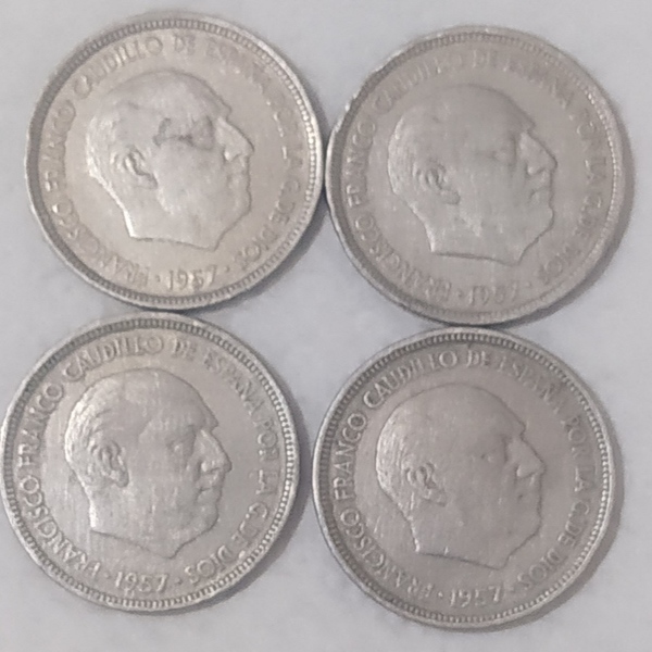 Lote monedas 5 pesetas 1957