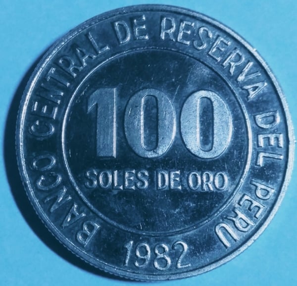 ¡Gran Oportunidad! Vendo Moneda de Perú, 100 Soles de Oro, VF; 1982