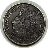 A fifty cent coin 