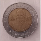 Moneda de 5 Pesos 2008 Conmemorativa Francisco Javier Mina