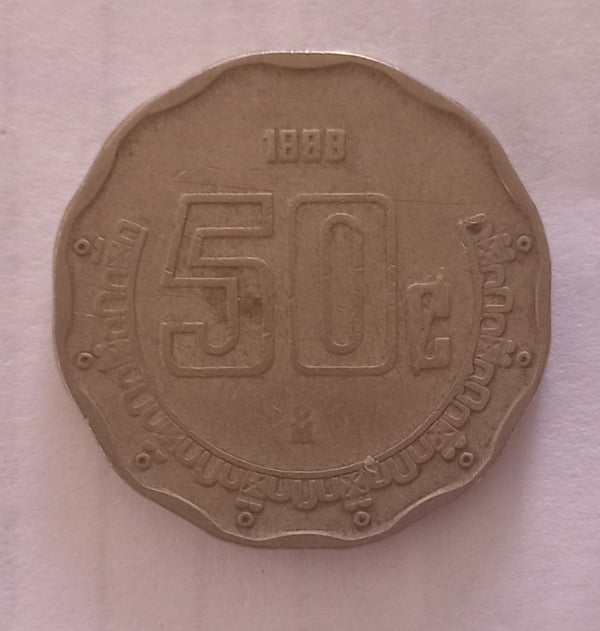 Moneda de 50 Centavos Error de Acuñación 1988/1888