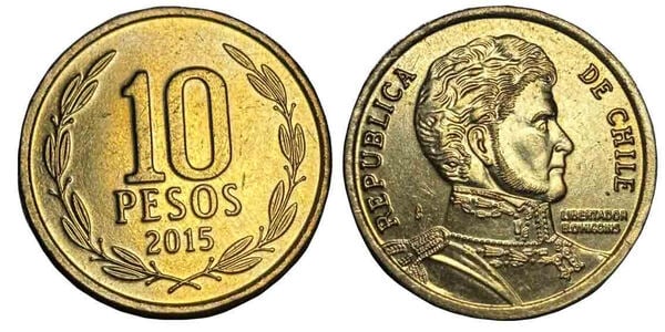 Moneda de 10 pesos chilenos 2015