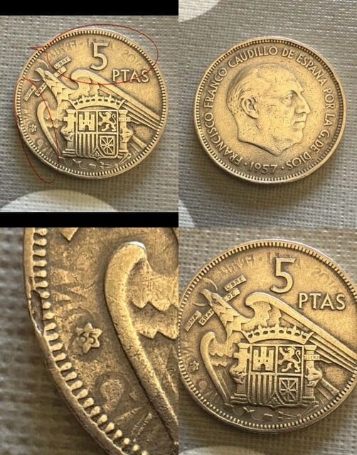 5 ptas 1957*65 errores