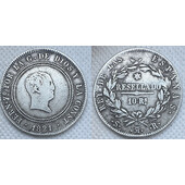 FERNANDO VII - 10 REALES - 1821 SR - RESELLADO
