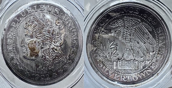 1 OZ SILVER SILERTOWNE - MORGAN LIBERTY HEAD 1992