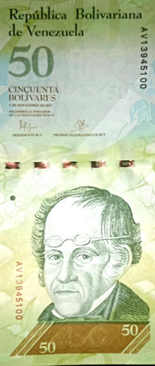 50 Bs. De Venezuela de 05 de noviembre de 2015