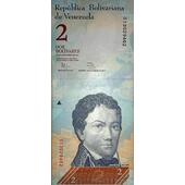 Billete de 2 Bs de Venezuela de 27 de diciembre de 2012