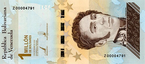 Billete de 1 millon de bolívares