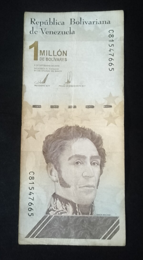 Billete de 1 millón de bolívares 3 de septiembre 2020