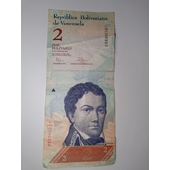 Billete de Venezuela 2 bolívares 31 de enero del 2012