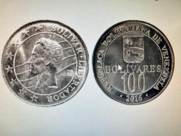 Moneda de 100 Bs venezuela año 2016