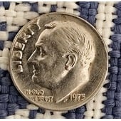 Moneda 10 centavos de dólar 1975 sin seca