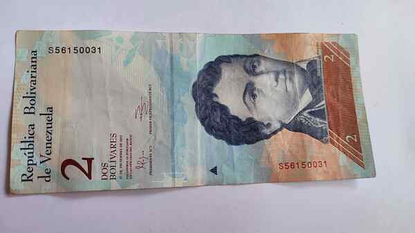 Billete de 2 bolivares año 2012