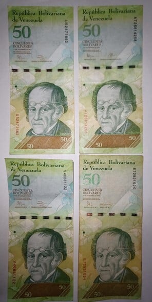 Billete de 50 bs Venezuela Año 2008 2012 2015