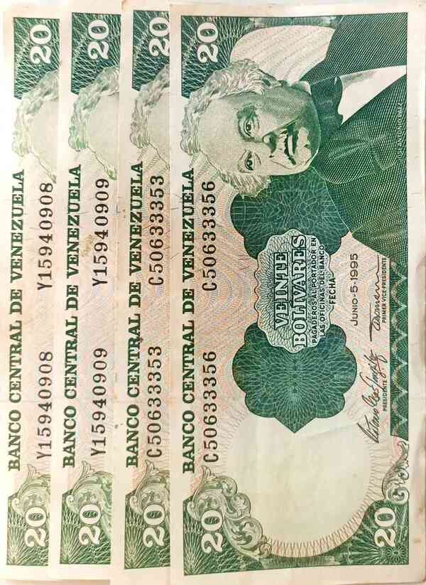 Billete de 20 Bs 1989