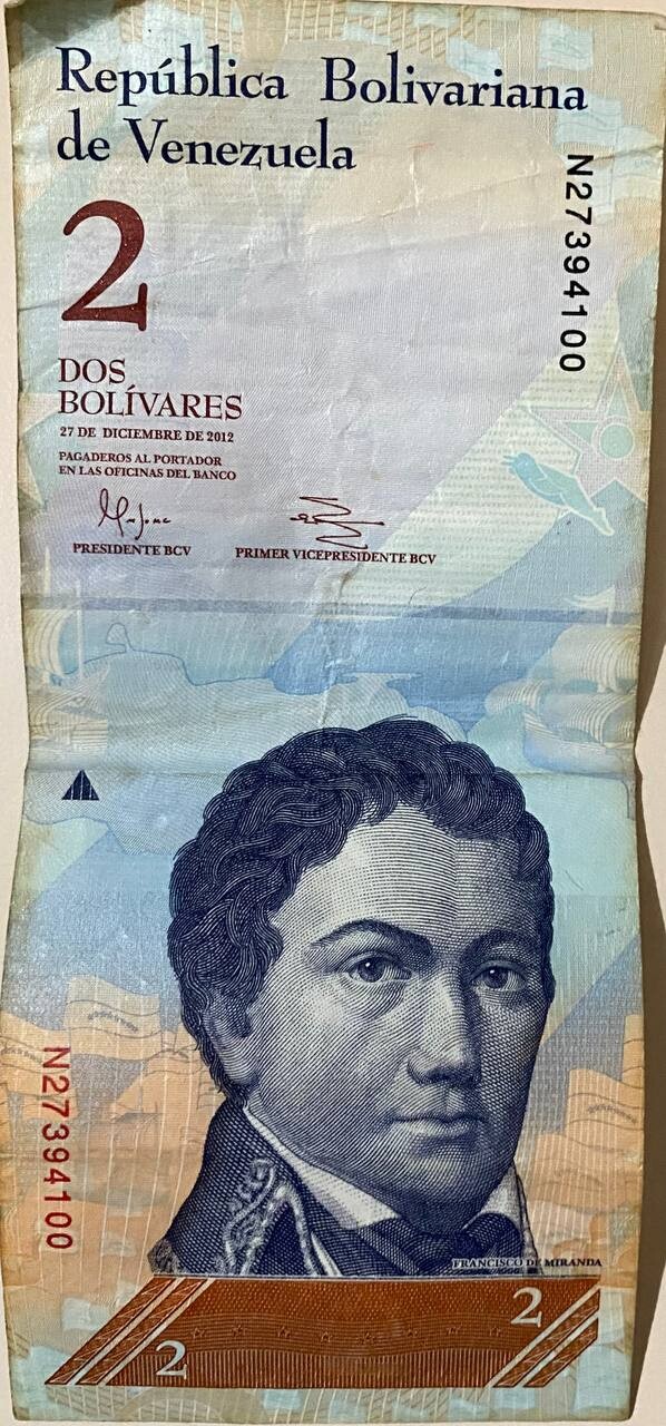 BILLETE DE 2BS 27 DIC 2012