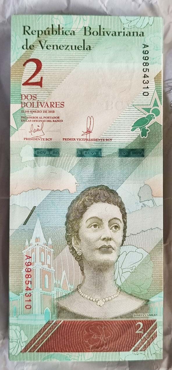 Venezuela Billete 2 Bolivares 2018 Sin Circular