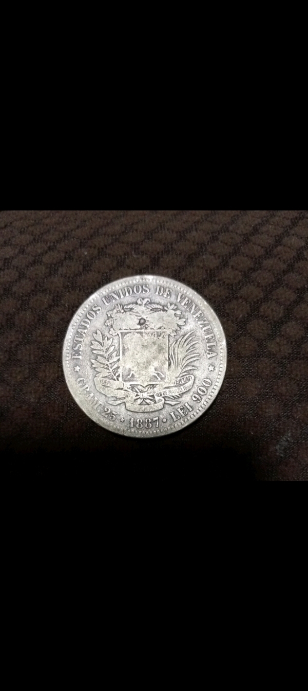 Moneda Venezuela 1887, 5 bolivares