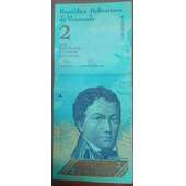 Billete de 2 bolivares venezolano, emitido el 19 de agosto del 2014