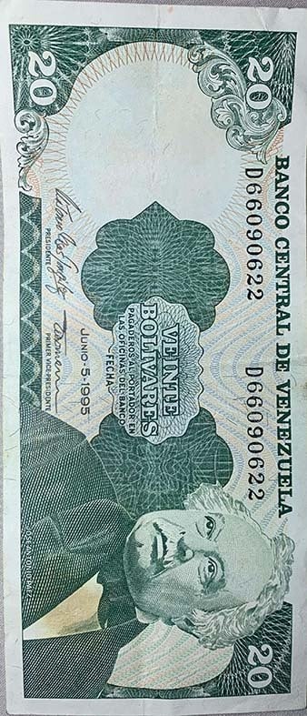 billete de 20 serie D66090622 y D66090623