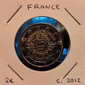 2€ Conmemorativa. Francia 2012. Emisión Conjunta. 10º Aniversario de la Circulación del Euro.