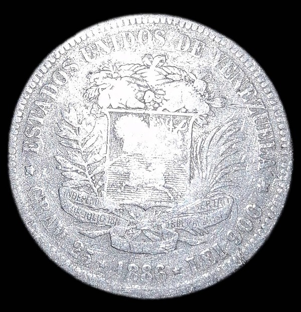 5 Bolivares 1886 de Plata