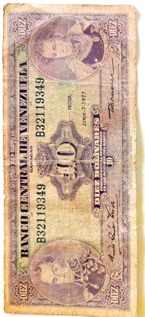 Billete de 10 Bs 1977