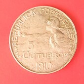 1 Escudo 1910 Nacimiento de la Republica Km#560 Plata0.835