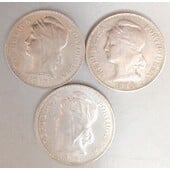 3 monedas 50 centavos 1913-14-15 Portugal Km#561 Plata 0.835
