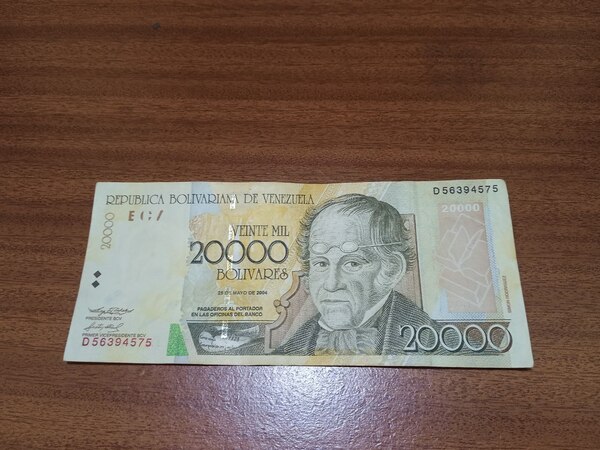 billete de 20 mil bolivares