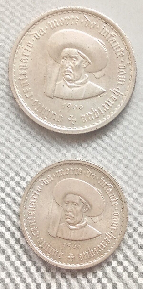 2 monedas Príncipe Enrique 1960 10 y 5 escudos plata .650