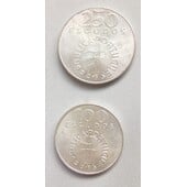 2 monedas 250 y 100 escudos 1977 \"Revolución 25 Abril\" plata