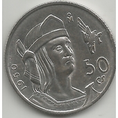 50 centavos 1950 Estados Unidos Mexicanos KM 449  6.66g    0.300 Plata   0.0642 oz   26mm