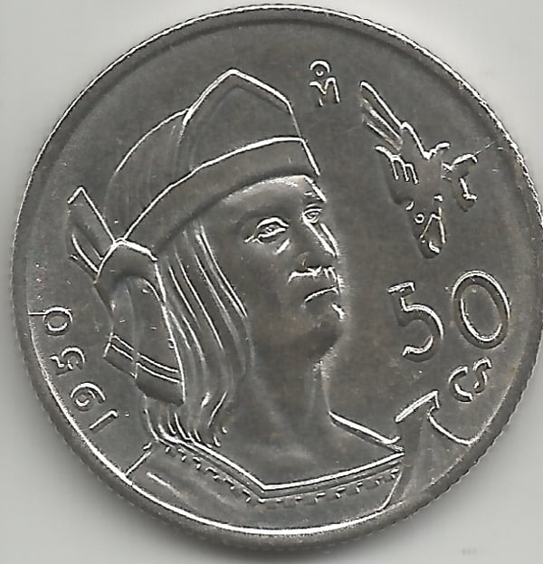 50 centavos 1950 Estados Unidos Mexicanos KM 449  6.66g    0.300 Plata   0.0642 oz   26mm