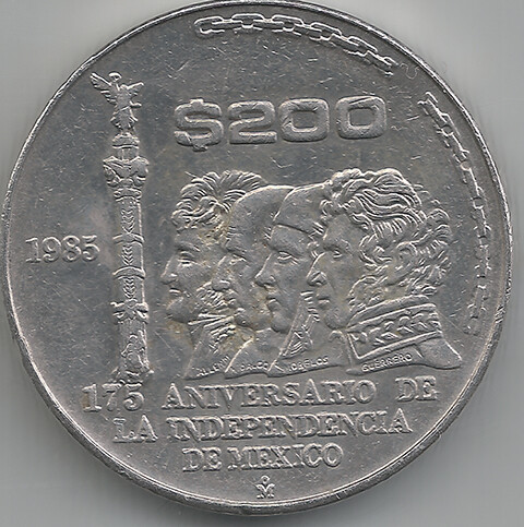 200 pesos México 1985   175 aniversario de la Independencia