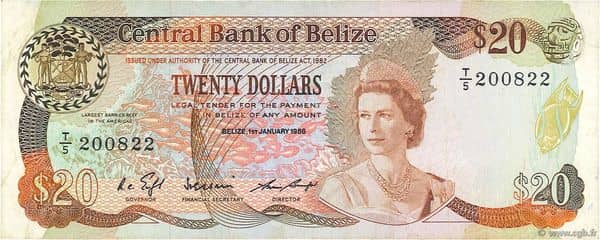 20 Dollars Elizabeth II Central Bank