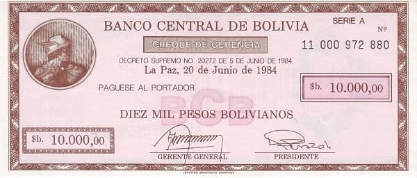 10000 Pesos Bolivianos