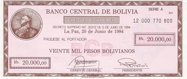 20000 Pesos Bolivianos