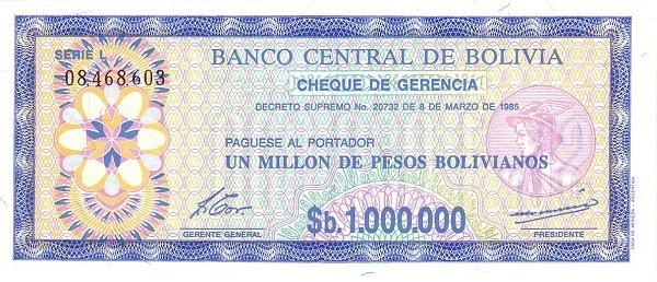 1000000 pesos bolivianos