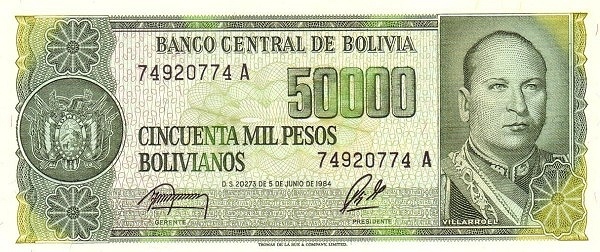 50000 Pesos Bolivianos