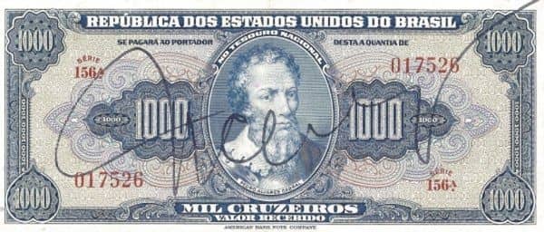 1000 Cruzeiros Autographed