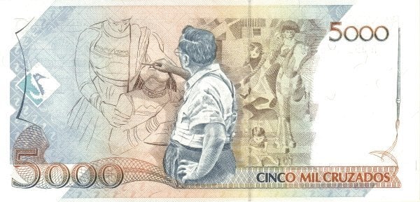 5 cruzados (sobreimpressão em 5000 cruzados P#214)