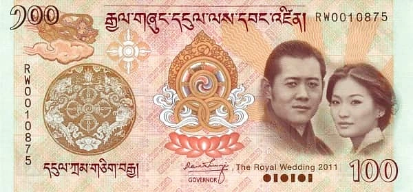 100 Ngultrum Royal Wedding