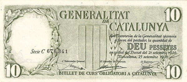 10 pessetes Generalitat de Catalunya