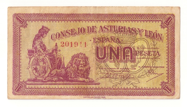 1 peseta Conselho das Astúrias e Leão