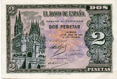 2 Pesetas (Puerta de Santa María e Catedral de Burgos)