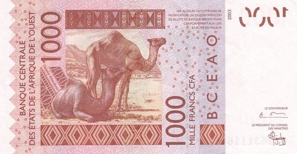 1000 francos CFA (Costa do Marfim)
