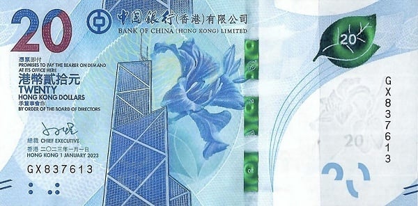 20 dólares de Hong Kong